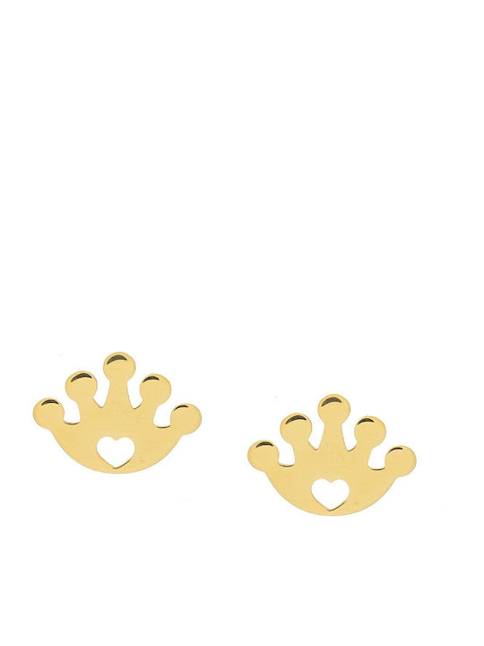 Vitopoulos Kids Earrings Studs Crowns made of Gold 14K