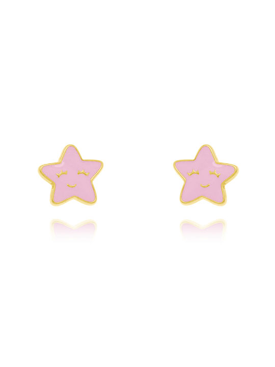 Arapinis Smiling Stars Παιδικά Σκουλαρίκια Καρφωτά Αστέρια από Χρυσό 14K