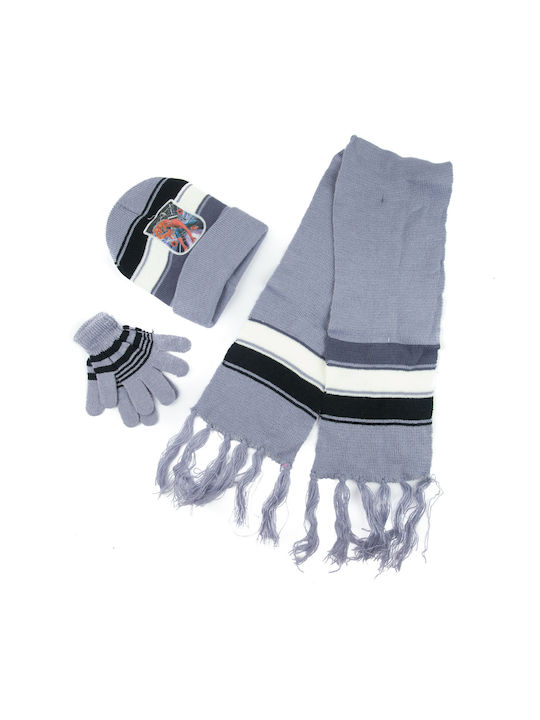 Kinder Mütze Set mit Schal & Handschuhe Stoff Gray