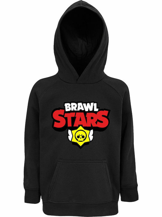 kirikoko Kids Sweatshirt with Hood and Pocket Black Organic "brawl Stars"