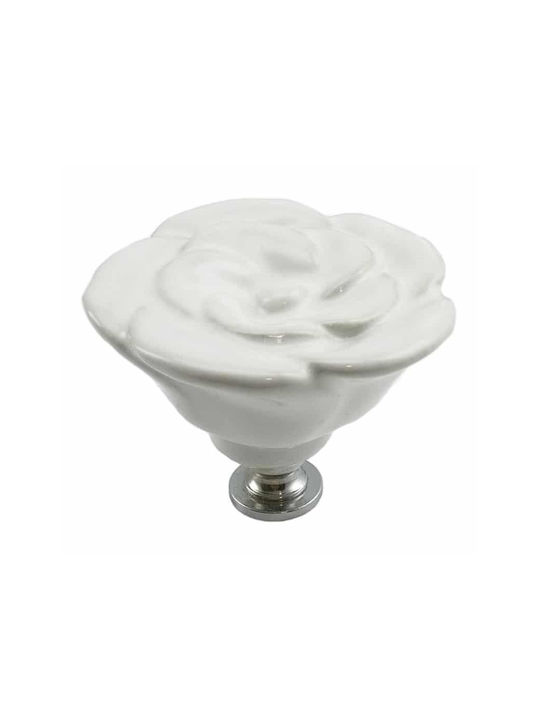 Rei Rei E 525 Knob Furniture made of Porcelain in White Color D52mm E-525-52-WHITE 1pcs