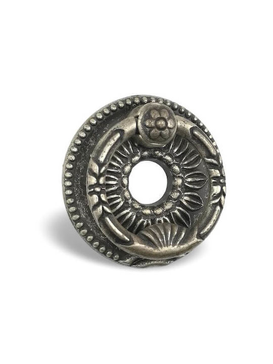 Pamar Antik Knopf Möbelgriff aus Metallisch Aged Iron Ø38mm 152698 1Stück