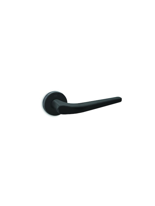 Convex WC Door Matte Lever with Rosette for Both Sides Placement Black Pair 1505RAFS19S19