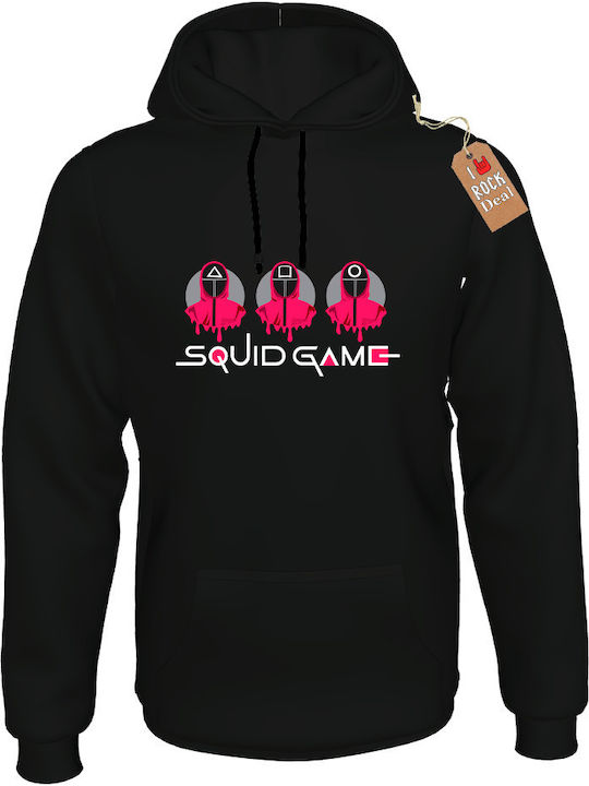 Rock Deal Squid Game Φούτερ με Κουκούλα Μαύρο Βαμβακερό