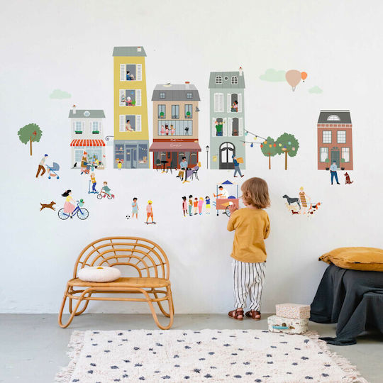 Mimi'lou Детска стикерна за стена Стена Mon Village 60x60бр