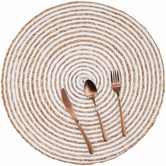 Butlers Round Wicker Placemat Sauvage White
