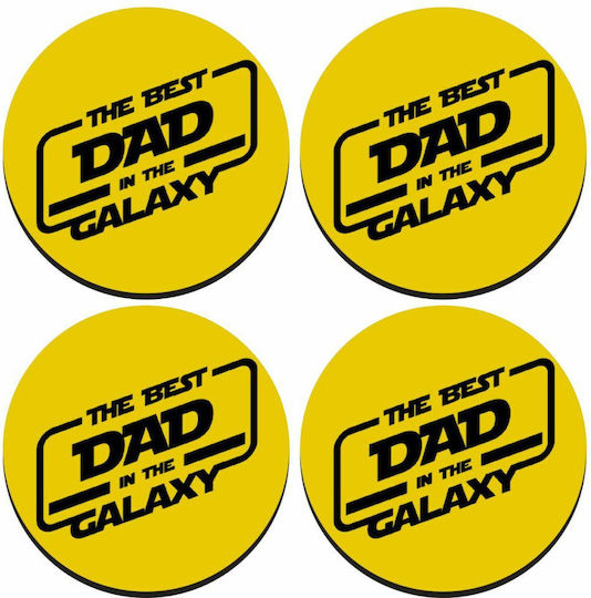 Koupakoupa Best Dad In Galaxy Заоблено Сувенир Дърво Жълт 4бр