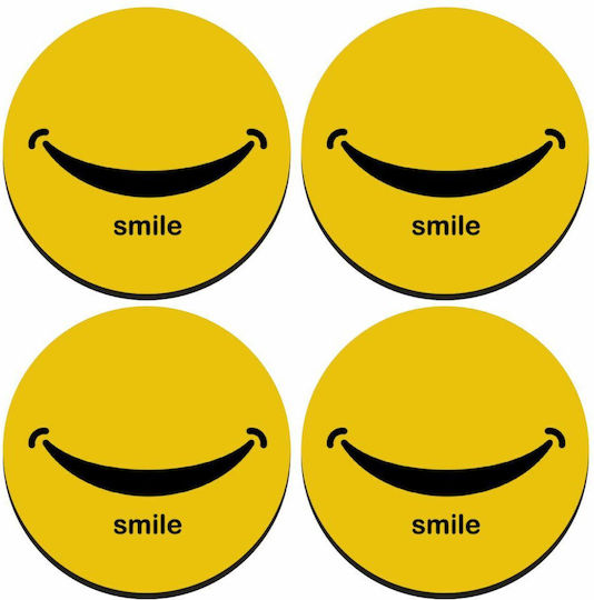 Koupakoupa Smile Заоблено Сувенир Дърво Жълт 4бр