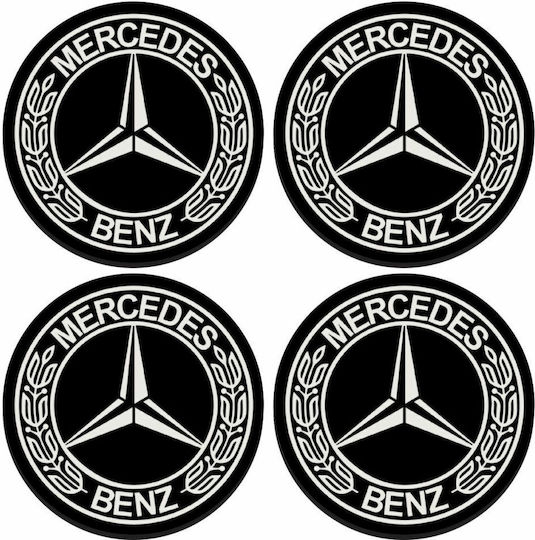 Koupakoupa Mercedes Σουβέρ Στρογγυλό Ξύλινο Γκρι 4τμχ