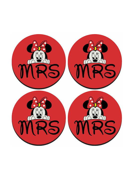 Koupakoupa Minnie Mrs Заоблено Сувенир Дърво Червен 4бр
