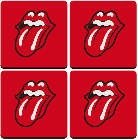 Koupakoupa Wooden Red Coasters Rolling Stones Kiss 4pcs