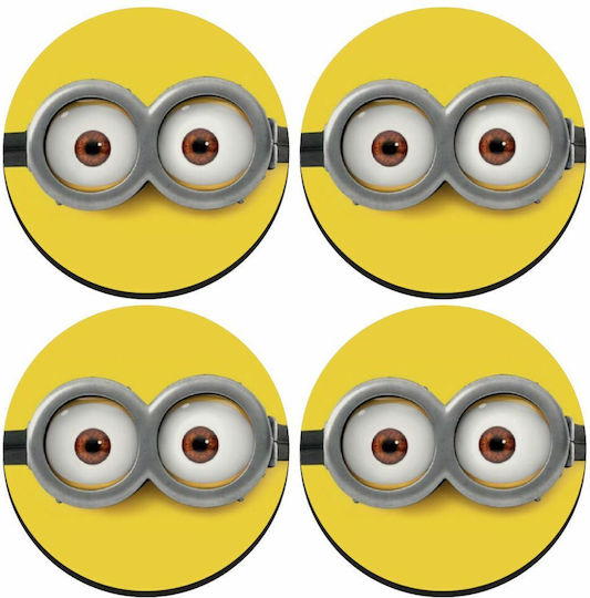 Koupakoupa Minions Rund Untersetzer Hölzernes Gelb 4Stück