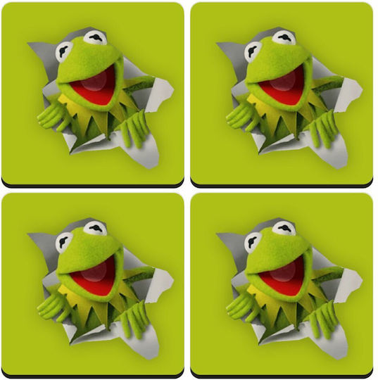 Koupakoupa Kermit Frog Σουβέρ Ξύλινο Πράσινο 4τμχ