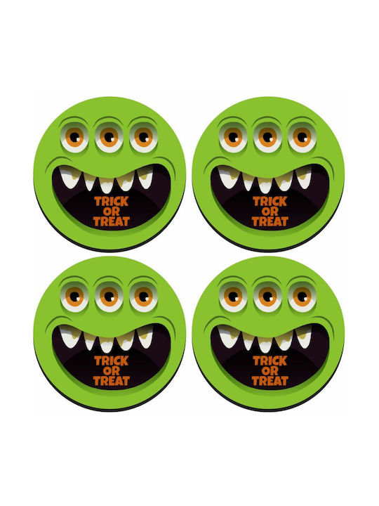 Koupakoupa Halloween Trick Treat 3 Eyes Monster Заоблено Сувенир Дърво Зелен 4бр