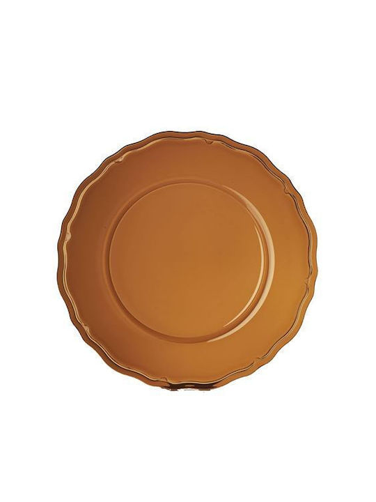 Mario Luca Giusti Round Ceramic Serving Platter Ambra 33 Cm Brown Ø