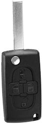 Foldable Car Key Shell with Blade with 4 Buttons for Peugeot