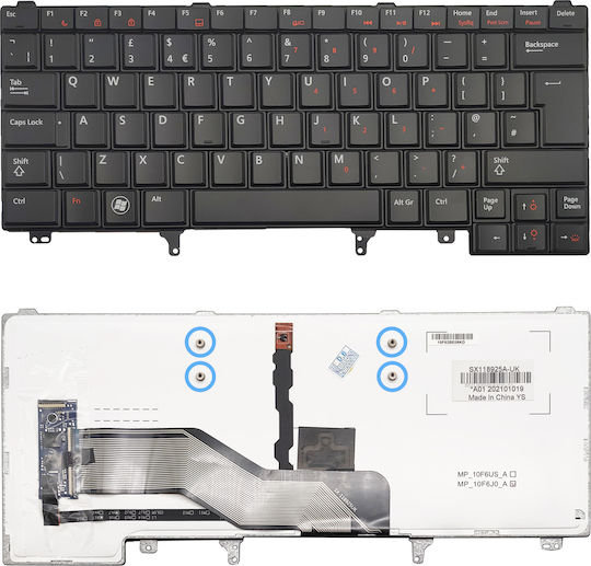 Лаптоп Клавиатура за Dell с Задно Осветяване и с Trackpoint и Английски Език (САЩ) в Черен Цвят 0XMRJV