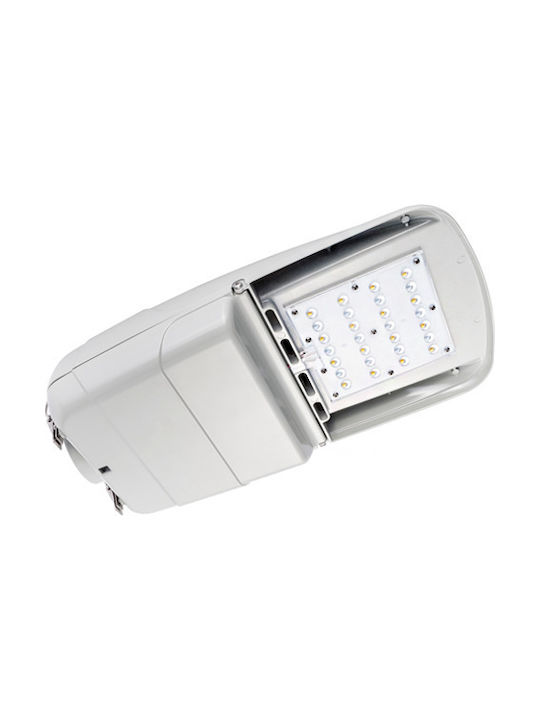 Power Led Εξωτερικό Φωτιστικό LED Δρόμου 40W με Ψυχρό Λευκό Φως IP66 Λευκό