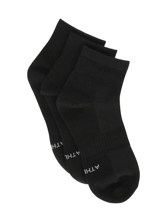 Athlecia Comfort-mesh Sustainable Quarter Cut Women's Solid Color Socks Black 3Pack