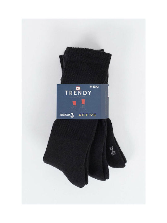 Trendy Men's Solid Color Socks Black 3Pack