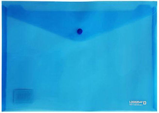 Logigraf Folder Transparent with Button for Paper A5 Blue 10pcs
