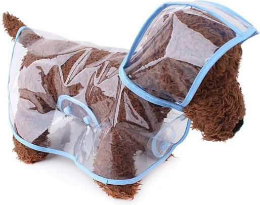 Value Transparent Waterproof Dog Coat with 35cm Back Length Blue