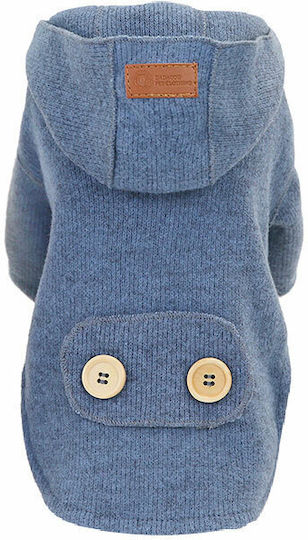 Hundemantel Kapuzen Blau mit Rückenlänge 35 cm.