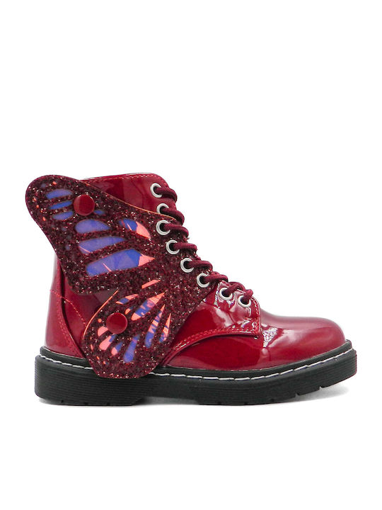 Leather Kids Boots with Zipper Burgundy