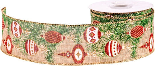 Weihnachtliche Farbband Stoff Beige 1000x6.3cm 1Stück