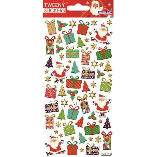 Global Gift Χριστουγεννιάτικα Aufkleber mit Design Άγιου Βασίλη Tweeny Christmas Stickers 9x17.5cm.