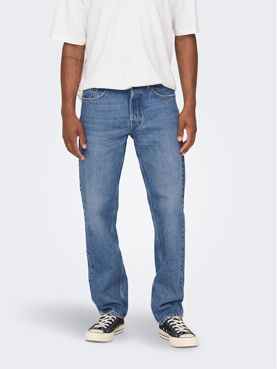 Men's Jeans Pants with Loose Fit Blue