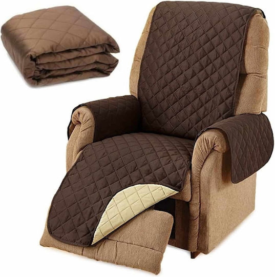 Elastic Armchair Cover Brown Beige 170x175cm Elastic Armchair Cover Brown Beige 170x175cm