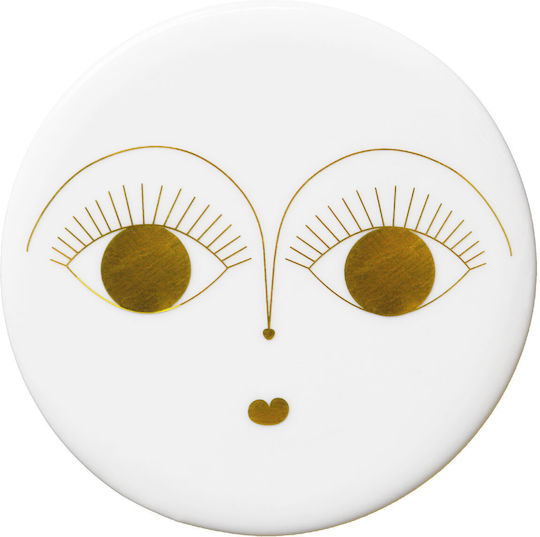Raeder Round Ceramic White Coaster Goldy 10cm