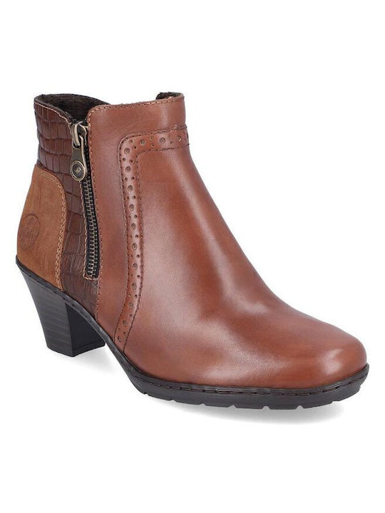 Rieker Leather Women's Ankle Boots Brown