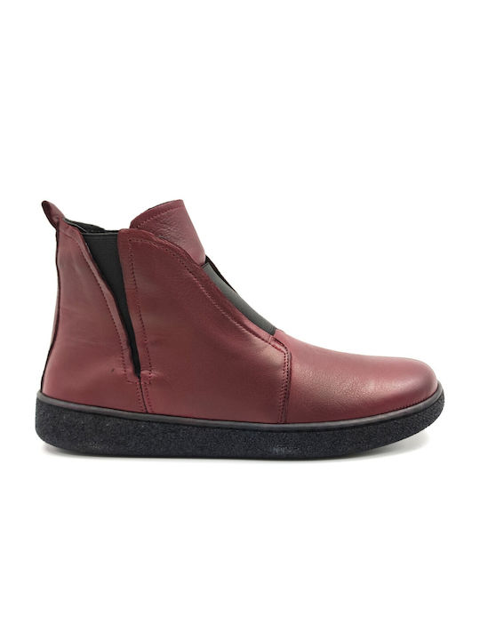 Twist Leather Women's Ankle Boots Burgundy