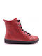 Leder Stiefeletten Damen Rot