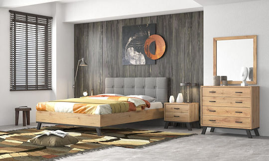 Set De Mobilier Pentru Dormitor N77 Miere 160x200cm 5 Bucăți