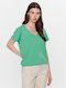 Vero Moda Women's Blouse Short Sleeve with V Neckline Bright Green