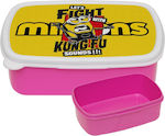 Minions Let's Fight With Kung Fu Sounds Kids Lunch Thermal Plastic Box Pink L18xW13xH6cm