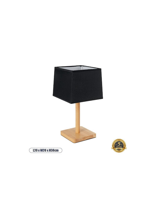 GloboStar Wooden Table Lamp for Socket E27 with Black Shade and Beige Base