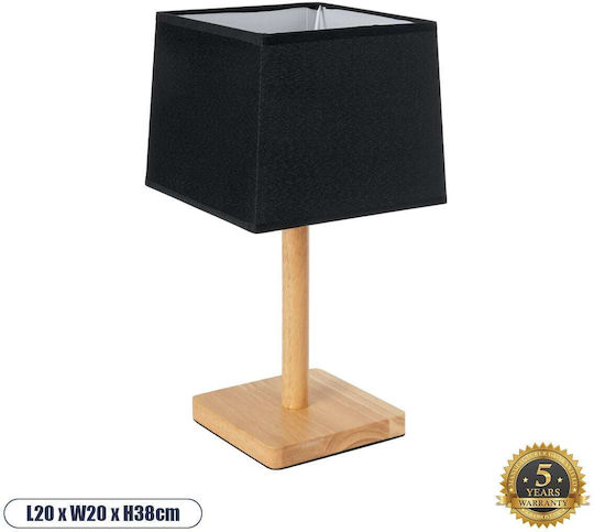 GloboStar Wood Table Lamp for Socket E27 with Black Shade and Beige Base
