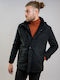 New Company Herren Winter Jacke Leder Μαύρο.