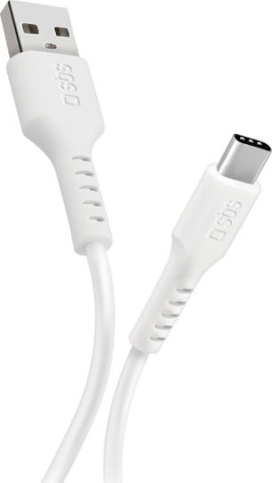 SBS Редовна USB 2.0 Кабел USB-C мъжки - USB-A мъжки Бял 1м (CABLEMICROC10W)