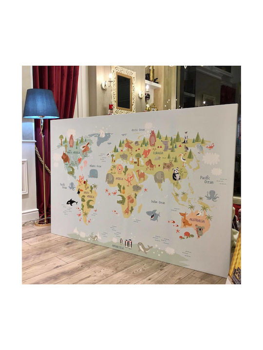 Детски Панел Карта С Животни 65x95см