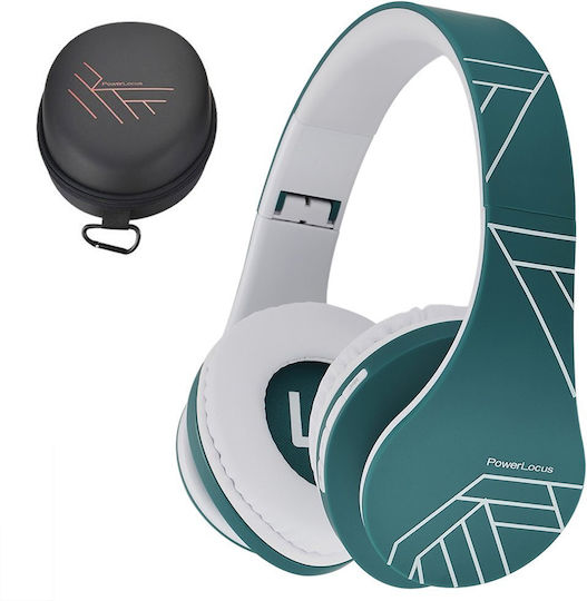 PowerLocus P2 Wireless / Wired Over Ear Headphones with Radio with 20 Hours Playing Time White / Blue