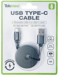 Tekmee Flat USB 2.0 Cable USB-C male - USB-A 1m (372)