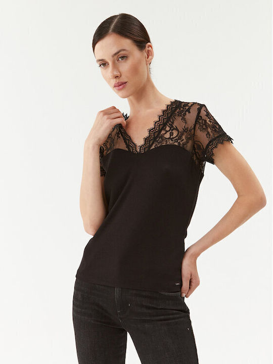 Morgan Women's Blouse Short Sleeve Black