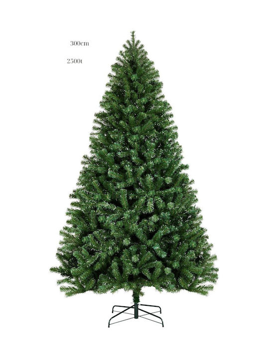 Decorated Christmas Green Tree with Metallic Base