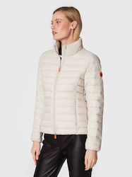 Save The Duck D39760w Women's Short Puffer Jacket for Winter Μπεζ.