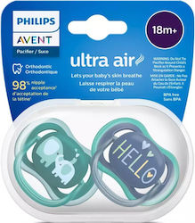 Philips Orthodontic Pacifiers Silicone Ultra Air Elephant-Hello Blue / Green for 18+ months 2pcs